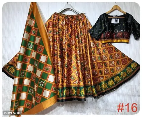 Stylish Multicoloured Poly Silk Printed Lehenga Choli Set For Women-thumb0