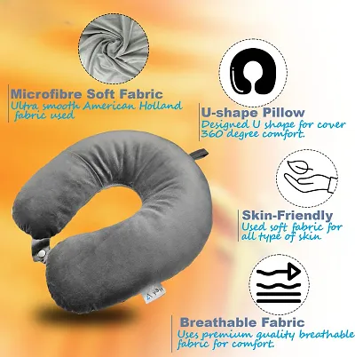 Pkush Traders Presents Ultracomfy Travel Pillow Cushion Headrest Neck Pillow Neck Pillow  (Grey)