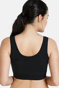 GLOBAL ENTERPRISE SHREENATHJI Online MART Women's 95% Cotton and 5% Spendex, Non-Padded, Non-Wired Air Sports Bra (Color:- Black  White) (Pack of 2) (Size:- Free)-thumb1