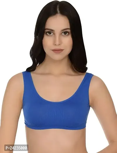 GLOBAL ENTERPRISE SHREENATHJI Online MART Women's 95% Cotton and 5% Spendex, Non-Padded, Non-Wired Air Sports Bra (Color:- Blue) (Pack of 1) (Size:- 30)