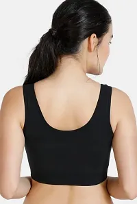 GLOBAL ENTERPRISE SHREENATHJI Online MART Women's 95% Cotton and 5% Spendex, Non-Padded, Non-Wired Air Sports Bra (Color:- Black) (Pack of 3) (Size:- 34)-thumb1