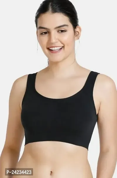 GLOBAL ENTERPRISE SHREENATHJI Online MART Women's 95% Cotton and 5% Spendex, Non-Padded, Non-Wired Air Sports Bra (Color:- Black) (Pack of 1) (Size:- 32)-thumb0