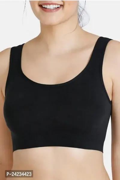 GLOBAL ENTERPRISE SHREENATHJI Online MART Women's 95% Cotton and 5% Spendex, Non-Padded, Non-Wired Air Sports Bra (Color:- Black) (Pack of 1) (Size:- 32)-thumb4