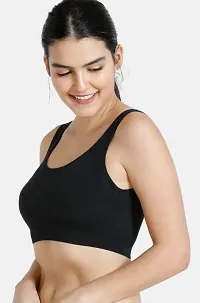 GLOBAL ENTERPRISE SHREENATHJI Online MART Women's 95% Cotton and 5% Spendex, Non-Padded, Non-Wired Air Sports Bra (Color:- Black) (Pack of 1) (Size:- 32)-thumb2