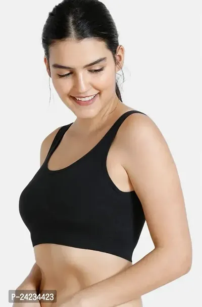 GLOBAL ENTERPRISE SHREENATHJI Online MART Women's 95% Cotton and 5% Spendex, Non-Padded, Non-Wired Air Sports Bra (Color:- Black) (Pack of 1) (Size:- 32)-thumb3