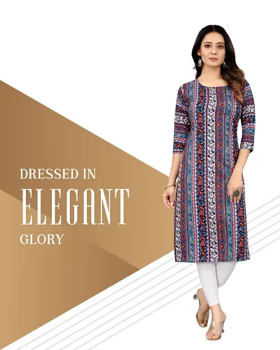 Stylish Multicolor Printed Crepe Straight Kurta