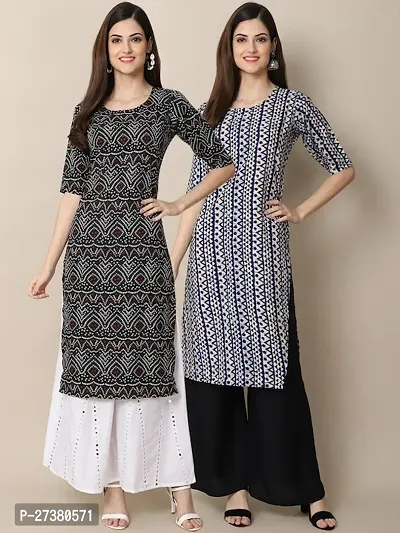 Stylish Multicoloured Crepe A-Line Kurta For Women Pack Of 2-thumb0