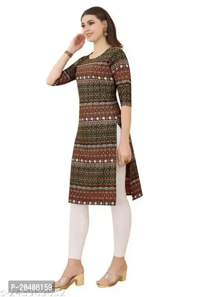 Stylish A-Line Multicoloured Printed Crepe Kurti For Women-thumb2