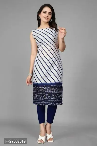 Attractive Blue White Striped Crepe Straight Kurta For Women