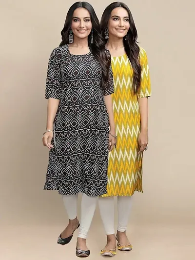 Stylish Crepe Printed Kurti - Pack of 2