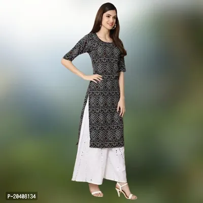 Stylish A-Line Multicoloured Printed Crepe Kurti For Women-thumb2