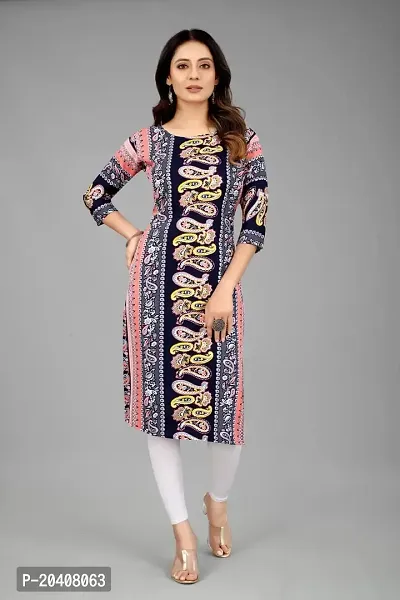 Stylish A-Line Multicoloured Printed Crepe Kurti For Women-thumb2