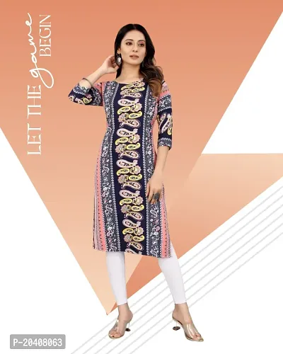 Stylish A-Line Multicoloured Printed Crepe Kurti For Women