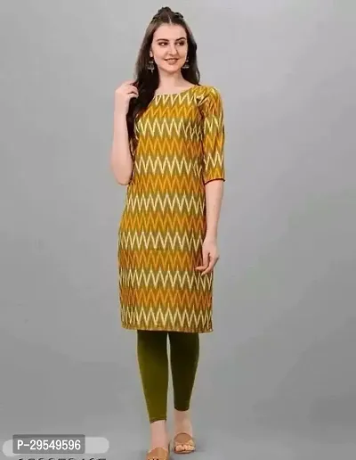 Stylish Yellow Crepe Stitched Kurta For Women