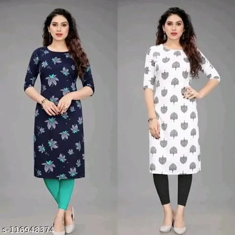 Stylish Women Heavy Crepe A-Line Kurta Pack of 2