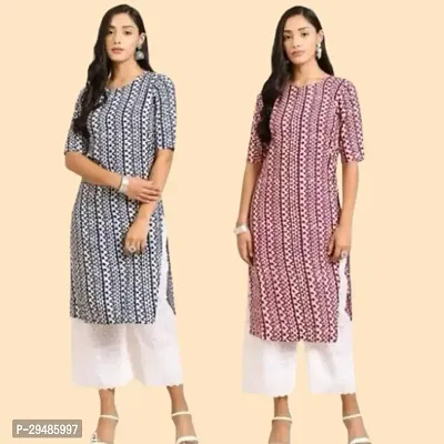 Fancy Crepe Kurtas For Women Pack Of 2-thumb0