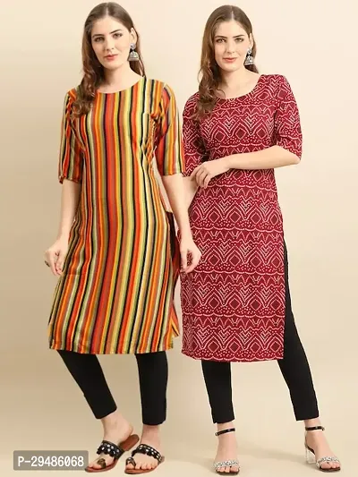 Fancy Crepe Kurtas For Women Pack Of 2-thumb0