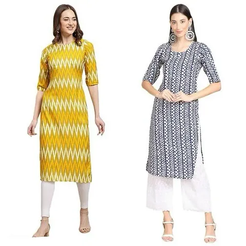 Stylish Crepe Stitched Kurti For Women, Pack Of 2