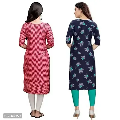 Stylish Multicoloured Crepe Printed Stitched Kurti For Women, Pack Of 2-thumb2