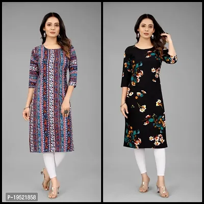 Stylish Women Heavy Crepe A-Line Kurta Pack of 2-thumb0