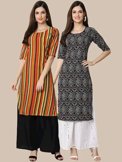 Stylish Crepe Printed Kurti - Pack of 2