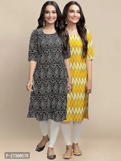 Stylish Multicoloured Crepe A-Line Kurta For Women Pack Of 2-thumb0