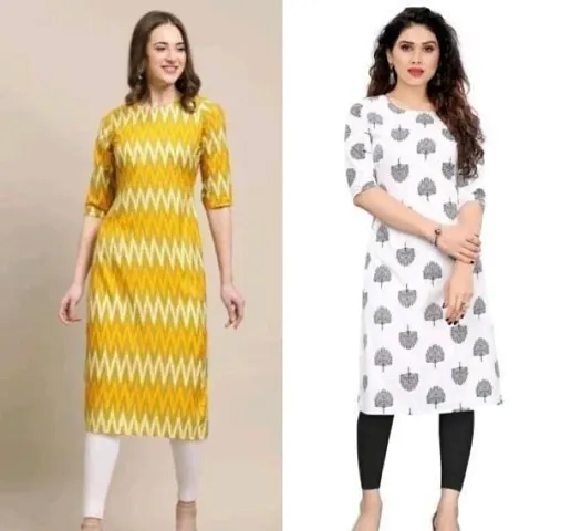 Stylish Multicolor Printed Crepe Straight Kurta