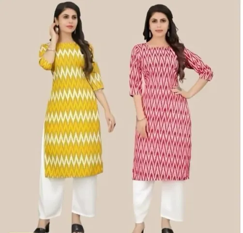 Stylish Crepe Printed Kurti - Pack of 2