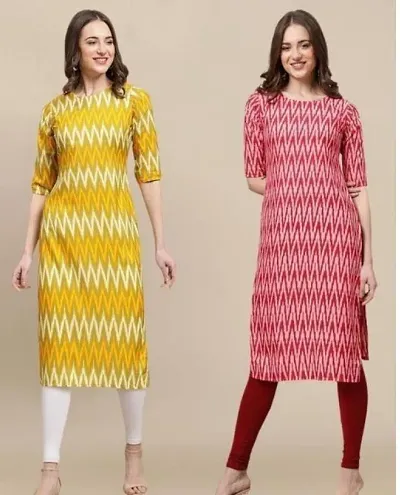 Stylish Multicolor Printed Crepe Straight Kurta