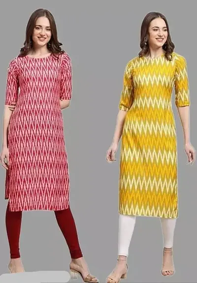 Stylish And Crepe Straight Kurta Combo Pack Of 2