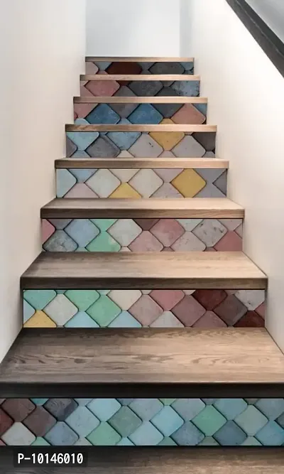 Madhuban Decor Bricks Stairs Sticker (Multicolor PVC Vinyl)