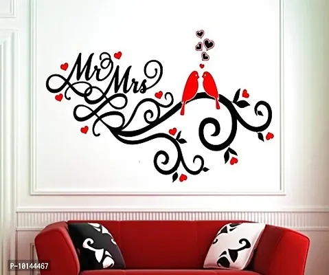Mr and Mrs Love Birds with Flowers Vines Wall Sticker Wall Sticker for Bedroom Wall Art Wall Poster PVC Vinyl-thumb0