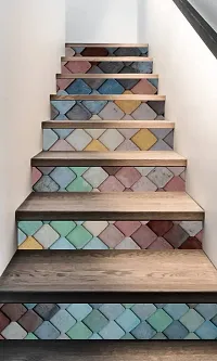 Madhuban Decor Bricks Stairs Sticker (Multicolor PVC Vinyl)-thumb1