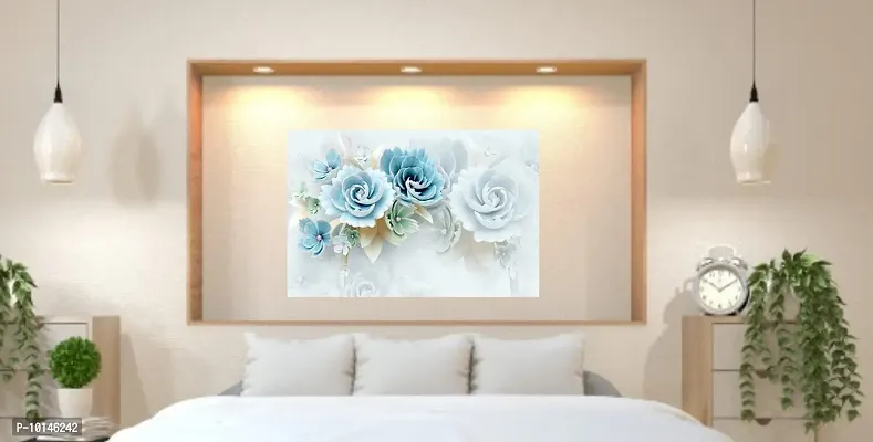 Madhuban DecorBeautiful White and Blue Flower HD High Resolution Wall Paper (24 Inch X 36 Inch)-thumb4