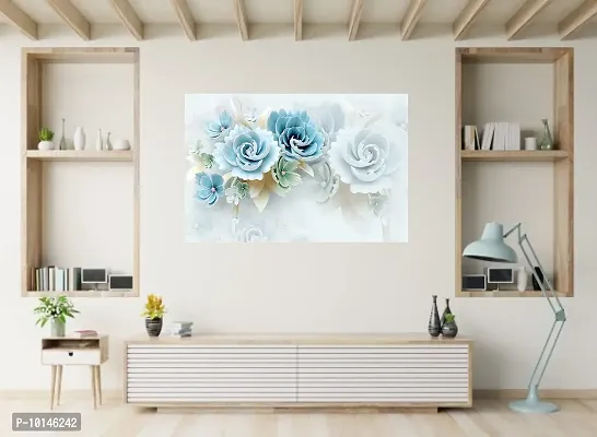 Madhuban DecorBeautiful White and Blue Flower HD High Resolution Wall Paper (24 Inch X 36 Inch)-thumb2