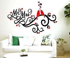 Mr and Mrs Love Birds with Flowers Vines Wall Sticker Wall Sticker for Bedroom Wall Art Wall Poster PVC Vinyl-thumb1