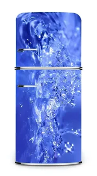 Madhuban Decor 3D Water Drops with Blue Background Adhesive Vinyl Sticker Fridge wrap Decorative Sticker (Multicolor PVC Vinyl)_FS22-thumb1