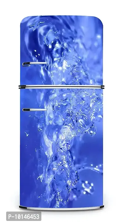 Madhuban Decor 3D Water Drops with Blue Background Adhesive Vinyl Sticker Fridge wrap Decorative Sticker (Multicolor PVC Vinyl)_FS22-thumb2