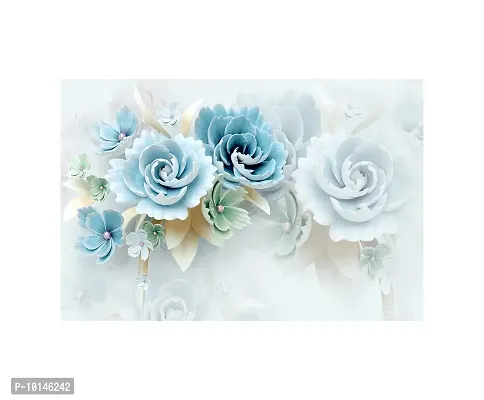 Madhuban DecorBeautiful White and Blue Flower HD High Resolution Wall Paper (24 Inch X 36 Inch)-thumb0