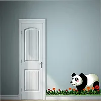 Madhuban Decor Panda Walking in Green Grass Wall Sticker-thumb1