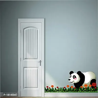 Madhuban Decor Panda Walking in Green Grass Wall Sticker-thumb2