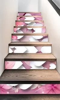 Madhuban Decor Flowers and Heart Stairs Sticker (Multicolor PVC Vinyl)-thumb2