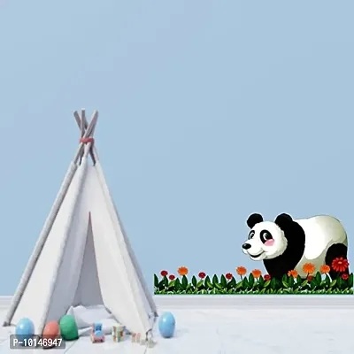 Madhuban Decor Panda Walking in Green Grass Wall Sticker-thumb0