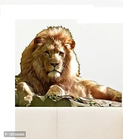 Sitting Lion Wall Sticker (Multicolor PVC Vinyl)-thumb0