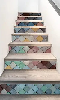 Madhuban Decor Bricks Stairs Sticker (Multicolor PVC Vinyl)-thumb2