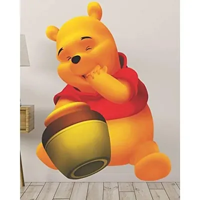 MADHUBAN DECOR Pooh Bears Decorative Removable Wall Decal Beautiful Sticker For Home Dedcoration living room(pvc vinyl SelF Adhesive ) Home Decor Cartoon Wallpaper for Kids (PVC Vinyl, 60X45 cm, Multicolour)