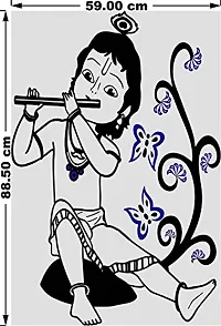 Lord Krishna with Flute Modern Art Removable Decor Wall Decal Beautiful Sticker for Home Dedcoration Living Room(PVC Vinyl SelF Adhesive )-thumb1