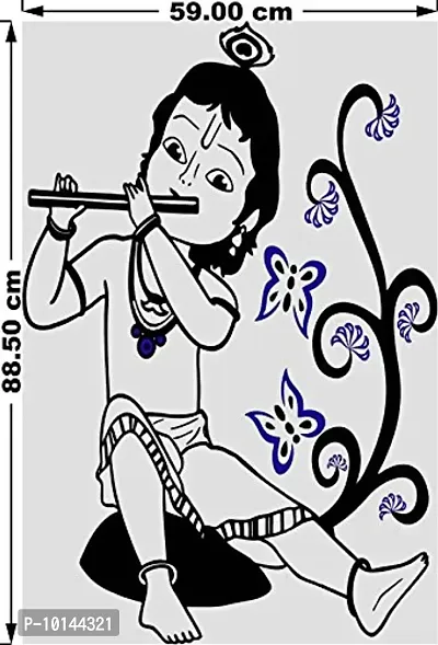 Lord Krishna with Flute Modern Art Removable Decor Wall Decal Beautiful Sticker for Home Dedcoration Living Room(PVC Vinyl SelF Adhesive )-thumb2