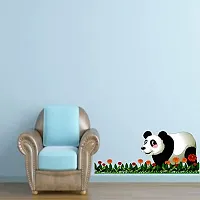 Madhuban Decor Panda Walking in Green Grass Wall Sticker-thumb2