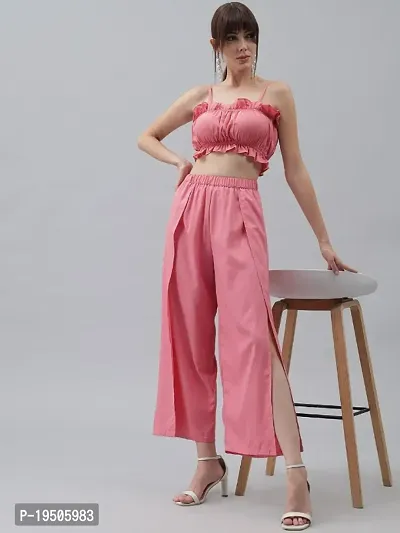 Classic Crepe Solid Co-ord Sets for Women-thumb0